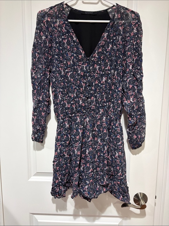 Pants - AllSaints Navy Floral V-Neck Long Sleeve shorts